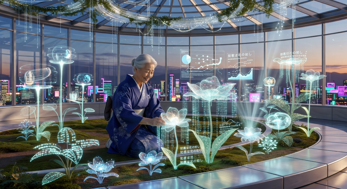 デジタルガーデンで知恵が育つイラスト