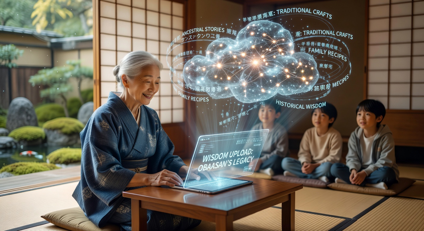 クラウドに知恵を預けるイラスト